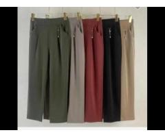 casual pants women's summer thin cotton wide-leg nine-point pants wholesale - Image 2