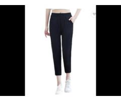 casual pants women's summer thin cotton wide-leg nine-point pants wholesale - Image 3
