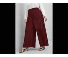 High Quality Fashion pleated wide leg high waist loose Regular Fit casual women trousers - Image 1