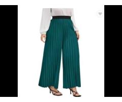 High Quality Fashion pleated wide leg high waist loose Regular Fit casual women trousers - Image 3
