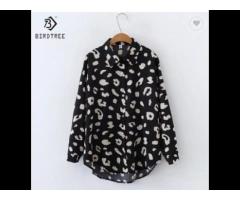 New Spring Women's Oversize Chiffon Shirts Spring Tropical Printing Tops Workwear - Image 1