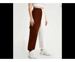 High Quality Women Colorblock Carrot Pants Jogger Cotton Women's Pocket Sweatpants Woman