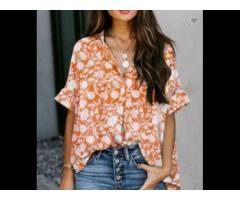 printed shirt for women is the latest on the market Loose printed blouse Big size loose sexy shirt - Image 2