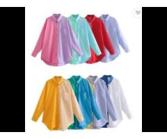 Splicing lapel Loose Asymmetric Blouses Vintage Long Sleeve Button-up Female Shirts Chic Tops