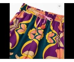 Fashion print home Pants Vintage High Elastic Waist Drawstring Female Trousers Mujer - Image 2