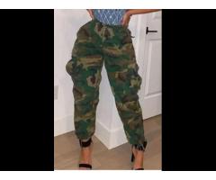 Wholesale fashion camo cargo pants with pockets camouflage casual pants for women 2023 - Image 2