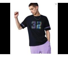 sports clothing manufacturer drop shoulder black reflective number print t shirt for men - Image 1