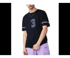 sports clothing manufacturer drop shoulder black reflective number print t shirt for men - Image 3