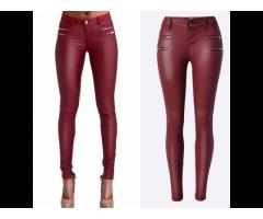 2019 new fashion women's high waisted tight skinny stretch PU leather pants