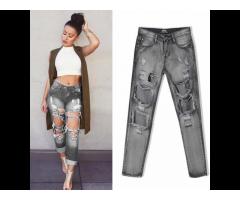 Hot Sale new fashion women zipper fly straight denim jeans pants for women