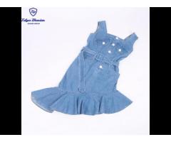 Latest design fashion sleeveless blue casual denim dress