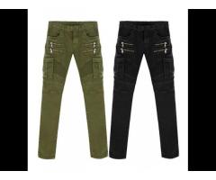 FREE Shipping New Arrival High Quality Green Black Motorcycle Denim Biker jeans Men