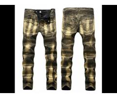 FREE Shipping Fashion Hip Hop Patch Men Retro Jeans Knee Rap Hole Zipped Biker Jeans