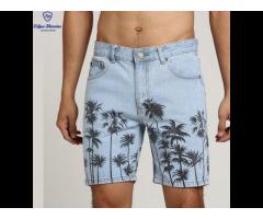 Customized printing blue summer jean denim shorts for men