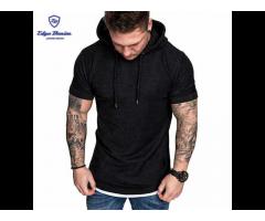 Mens summer T-shirts slim fit casual pattern large size short sleeve hooded top casual - Image 2