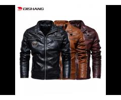 Custom Logo High Quality PU Leather Jacket Causal Belted Faux Leather Motorcycle Jacket