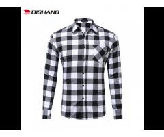 Factory Customized OEM Men Button Up Long Sleeve Casual Blue Plaid flannel shirt for men