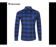 Factory Customized OEM Men Button Up Long Sleeve Casual Blue Plaid flannel shirt for men - Image 3