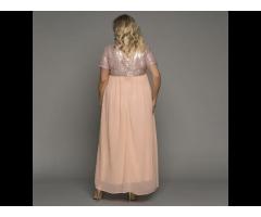 2022 New Arrivals Pink Sequin Long Dresses For Women Elegant Mesh Plus Size Maxi Dress - Image 2