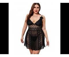 2022 Plus Size Babydoll Lingerie Hollow-out Lace Gauze Night Dresses For Woman