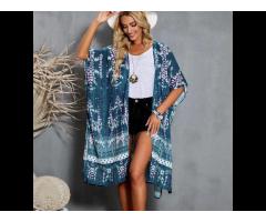 Wholesale Women Cover Up 2022 Pattern Print Open Front Kimono Cover Ups Beachwear