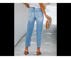 Vintage  Jeans Straight Jeans Women Wide Leg Pants Boyfriend Casual White Denim Trousers - Image 2
