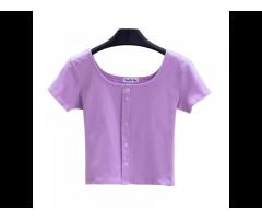 Cardigan Round Neck T-shirt Simple Fashion Pure Cotton Short Sleeve New Product Hot Sale