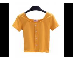 Cardigan Round Neck T-shirt Simple Fashion Pure Cotton Short Sleeve New Product Hot Sale - Image 2