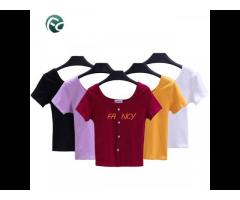 Cardigan Round Neck T-shirt Simple Fashion Pure Cotton Short Sleeve New Product Hot Sale - Image 3