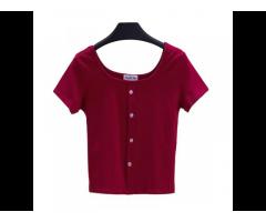 Cardigan Round Neck T-shirt Simple Fashion Pure Cotton Short Sleeve New Product Hot Sale - Image 4