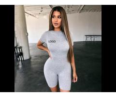 Sexy Cotton Polyester Spandex Rollover hall Sleeves Bodysuit For Women New Design Solid Color Sexy