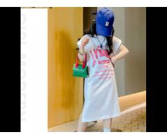 KS0593 Words fashion print girls summer tshirt dress teen girls long model dresses for girls - Image 2