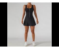 Summer Sports One-piece Tennis Dress Nude Yoga Dress Fitness Clothes Anti-glare Short