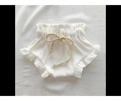 2022 summer new knitted fungus edge lace shorts baby girls little shorts drawstring children's