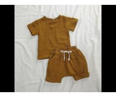 2022 summer new boys and girls cotton children's knitted suit infant  short-sleeved shorts