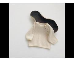 Ins Spring New kids Infant Baby Simple Waffle Loose Hedging Long Sleeve Top Sweater