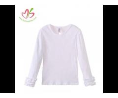 Cheap Wholesale Ruffle Clothing Cotton Top Girls Blank Boutique T Shirt in Stock