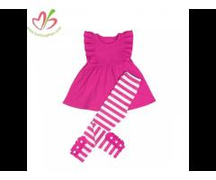 Knit Cotton Summer Kids Girls Tunic Top with Long Legging Pant Set - Image 1