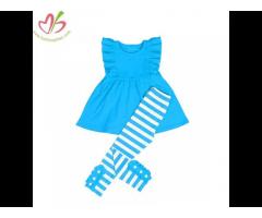 Knit Cotton Summer Kids Girls Tunic Top with Long Legging Pant Set - Image 3