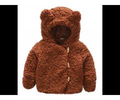 Winter Warm Thick Fleece Baby Toddler Horn Button Hooded Outwear Coat