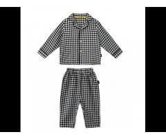 Baby Little Boys 2-Piece Black Home Wear Child Soft Loose Classic Checkered Comfortable