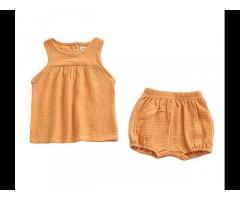Baby Outfits Unisex Girls Boys Cotton Linen Blend Tank Tops and Bloomers Children's Sleeveless