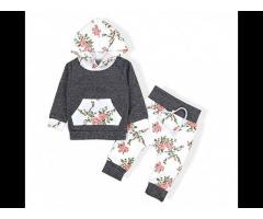 Baby Girls Long Sleeve Flowers Hoodie Tops and Pants Children's Casual Printed Suit